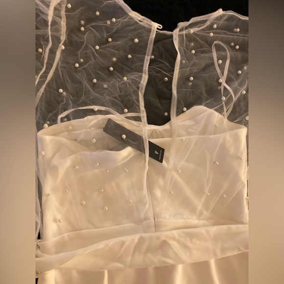 White Mesh Pearl Jumpsuit - Picture 13 of 16